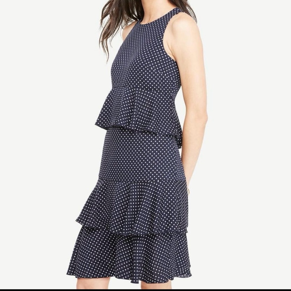 Ann Taylor Polka Dot Tiered Ruffle Dress